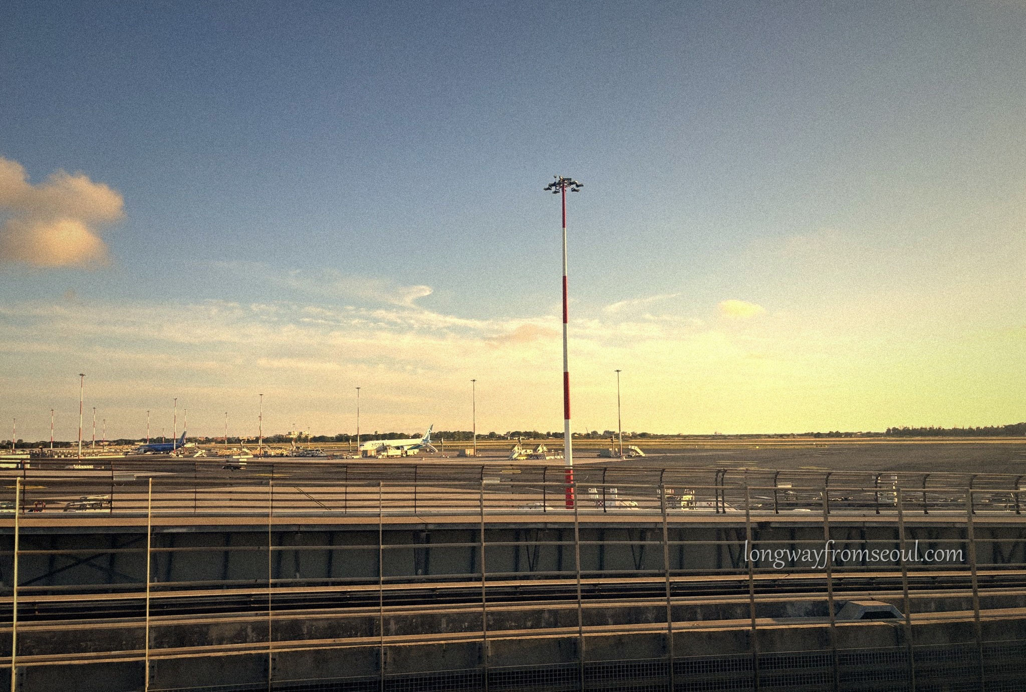 Sunset over the tarmac in Rome