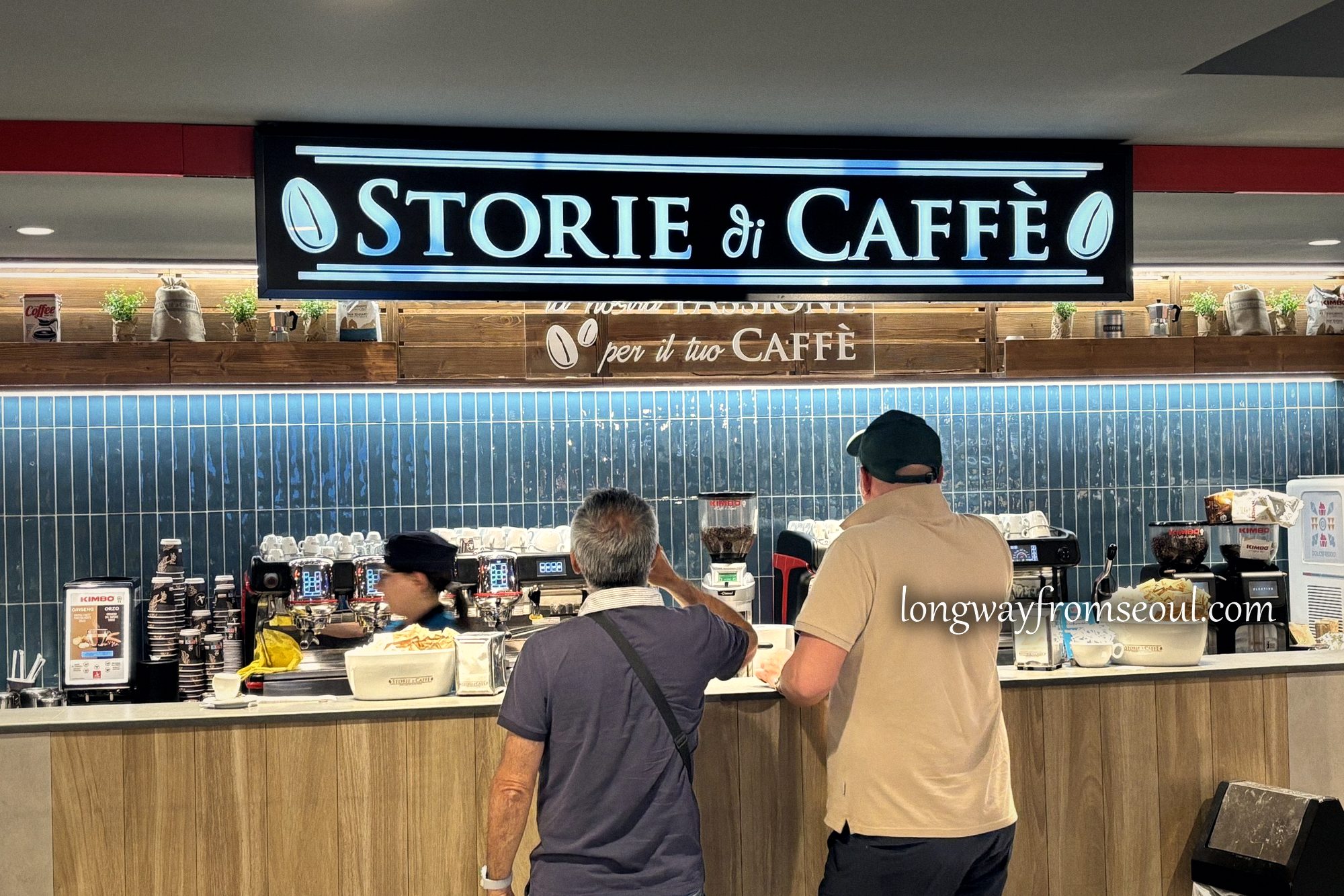 The Storie di Caffè coffee counter inside an Italian motorway service station